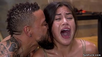 Hairy poon fresh brown-haired Asian whore Kendra Spade gets whipped by big black manmeat master then hairy poon and booty fucked