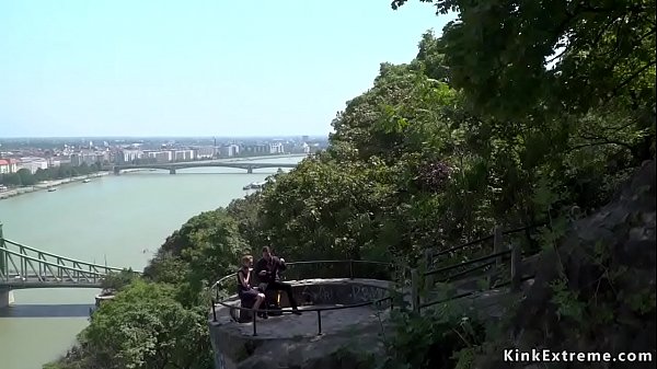 Diminutive tits slender sub gets assfuck in public