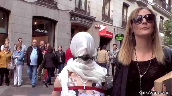 Slender Spanish tramp rectal banged in public