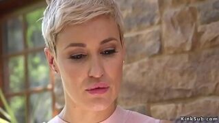 Hot blonde curved wifey Ryan Keely during dinner tempted her hubby Stirling Cooper and banged in string restrain bondage
